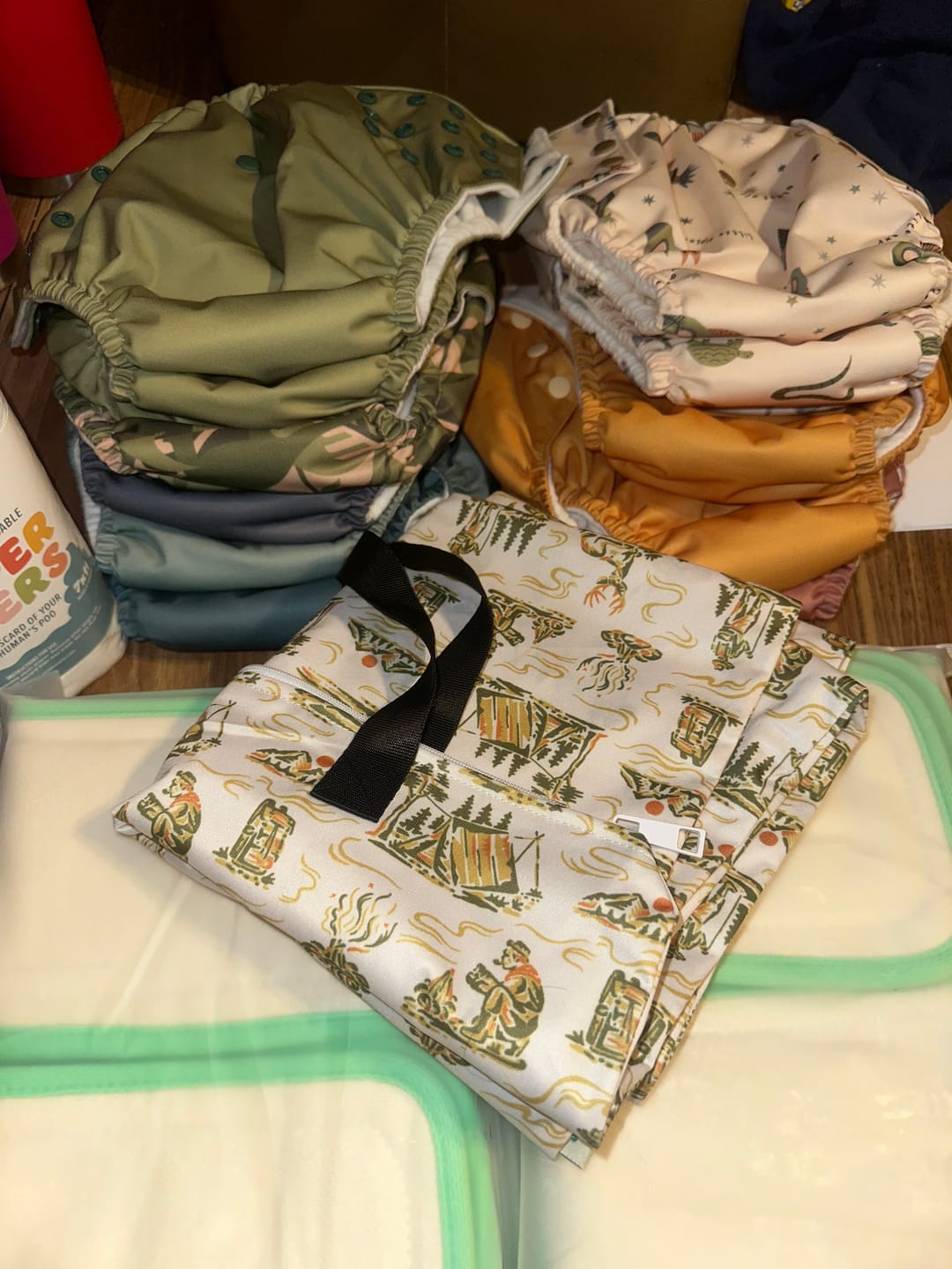 Customer photo review of Patterned Large Zipper Hanging Wet Bag, Laundry Bag with Handles