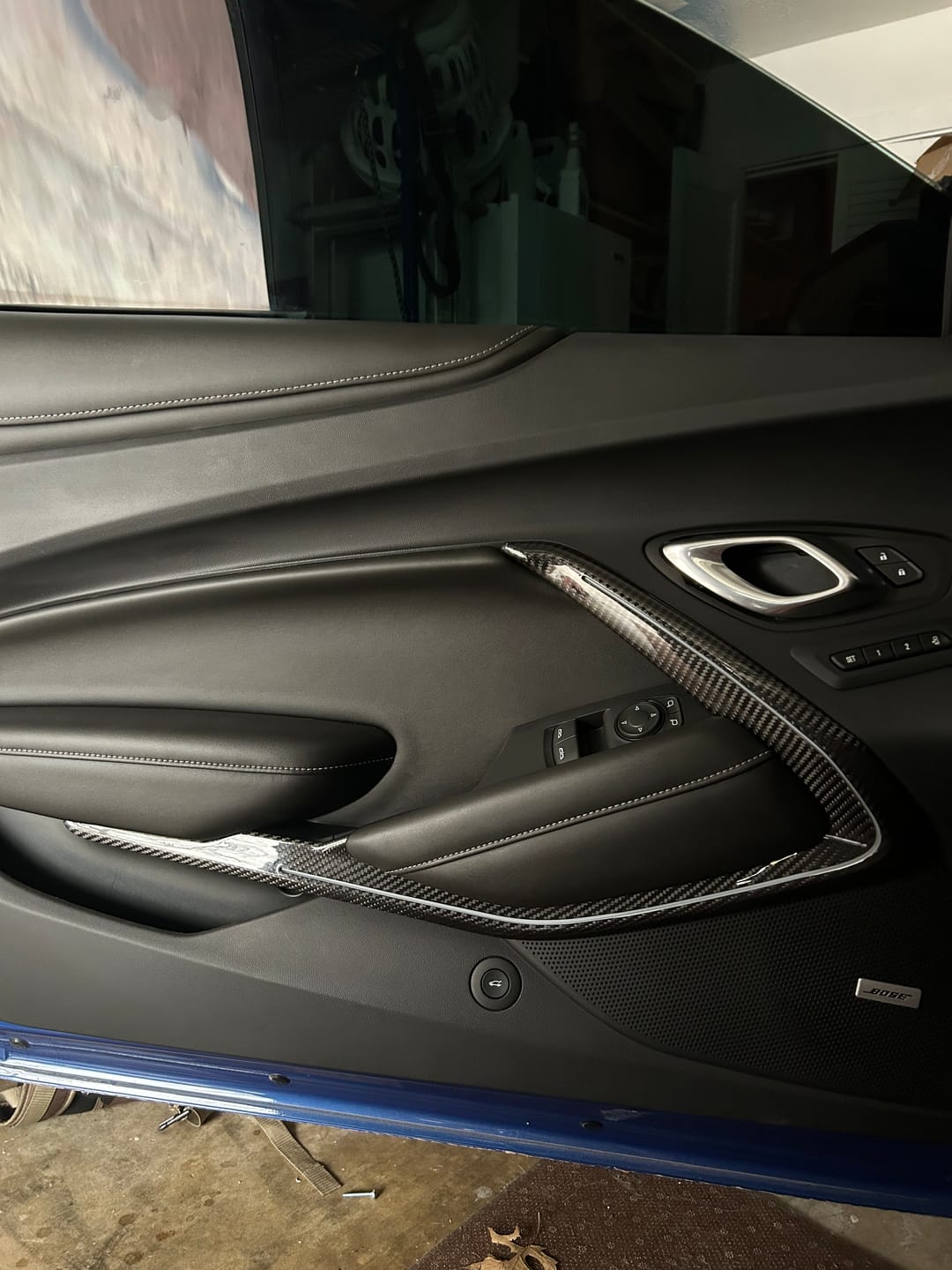 Customer photo review of 2016-2024 Camaro Real Carbon Fiber Interior Door Panel Chrome Trim Cover