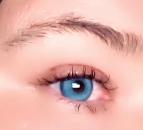 Customer photo review of Beagan Blue Colored Contact Lenses