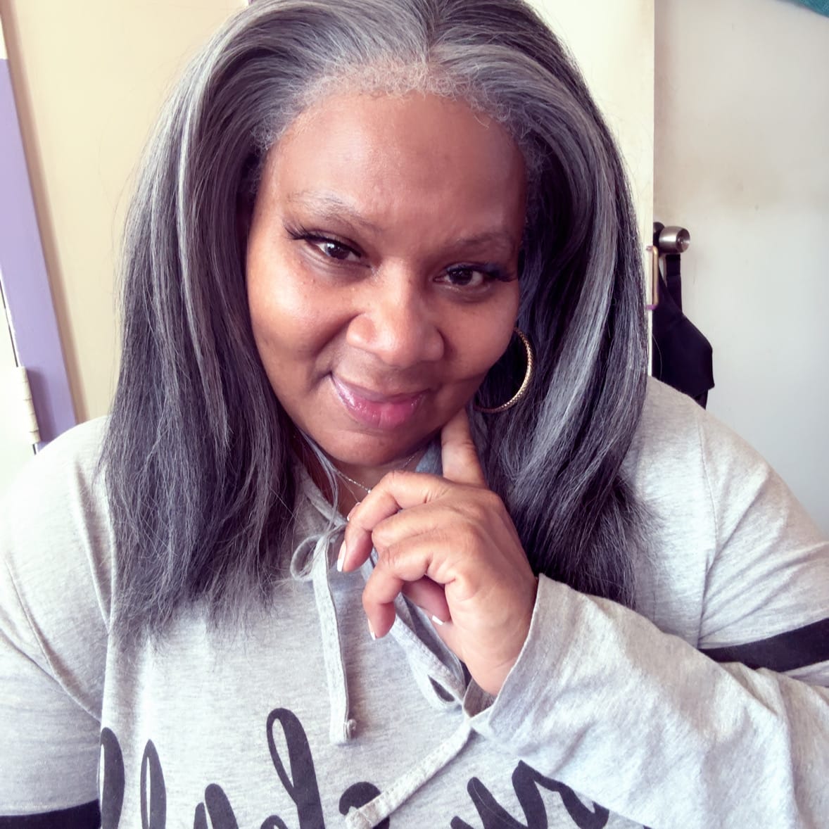 Customer photo review of Sensationnel Curls Kinks Glueless HD 13x6 Lace Front Wig - 13x6 KINKY LAYERED BLOW OUT 14" - Kinky Edges