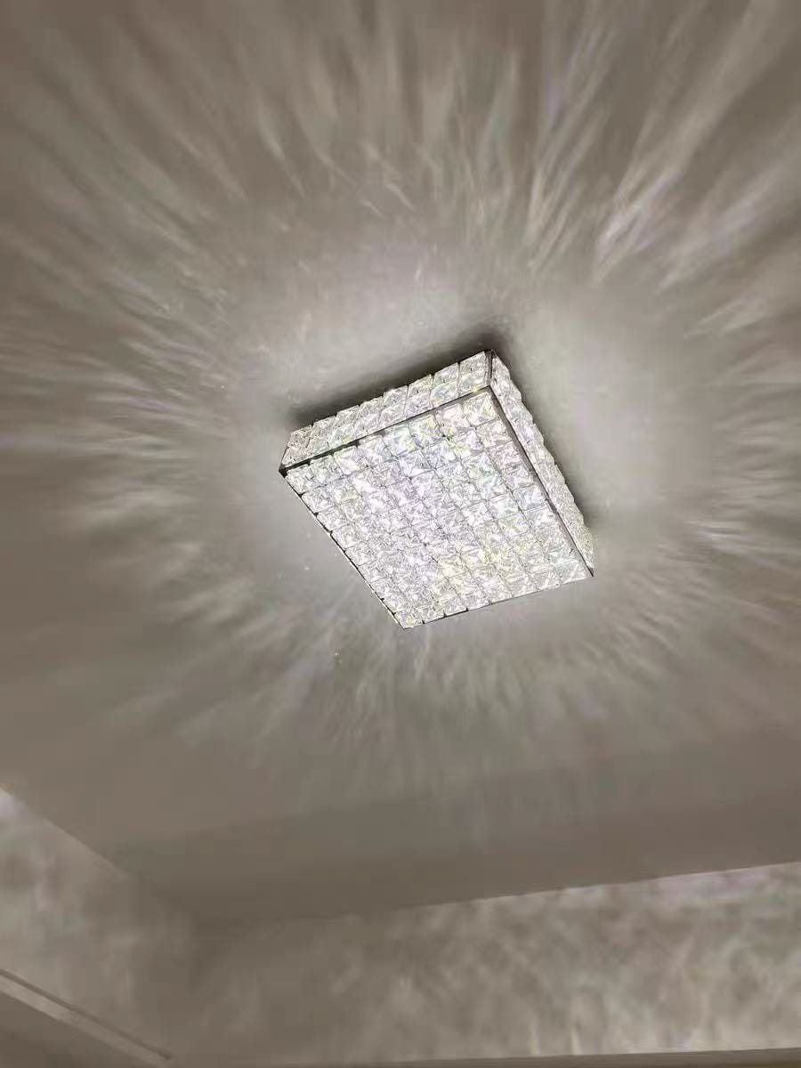 Customer photo review of WOMO Crystal Square Flush Mount Ceiling Light-WM1114
