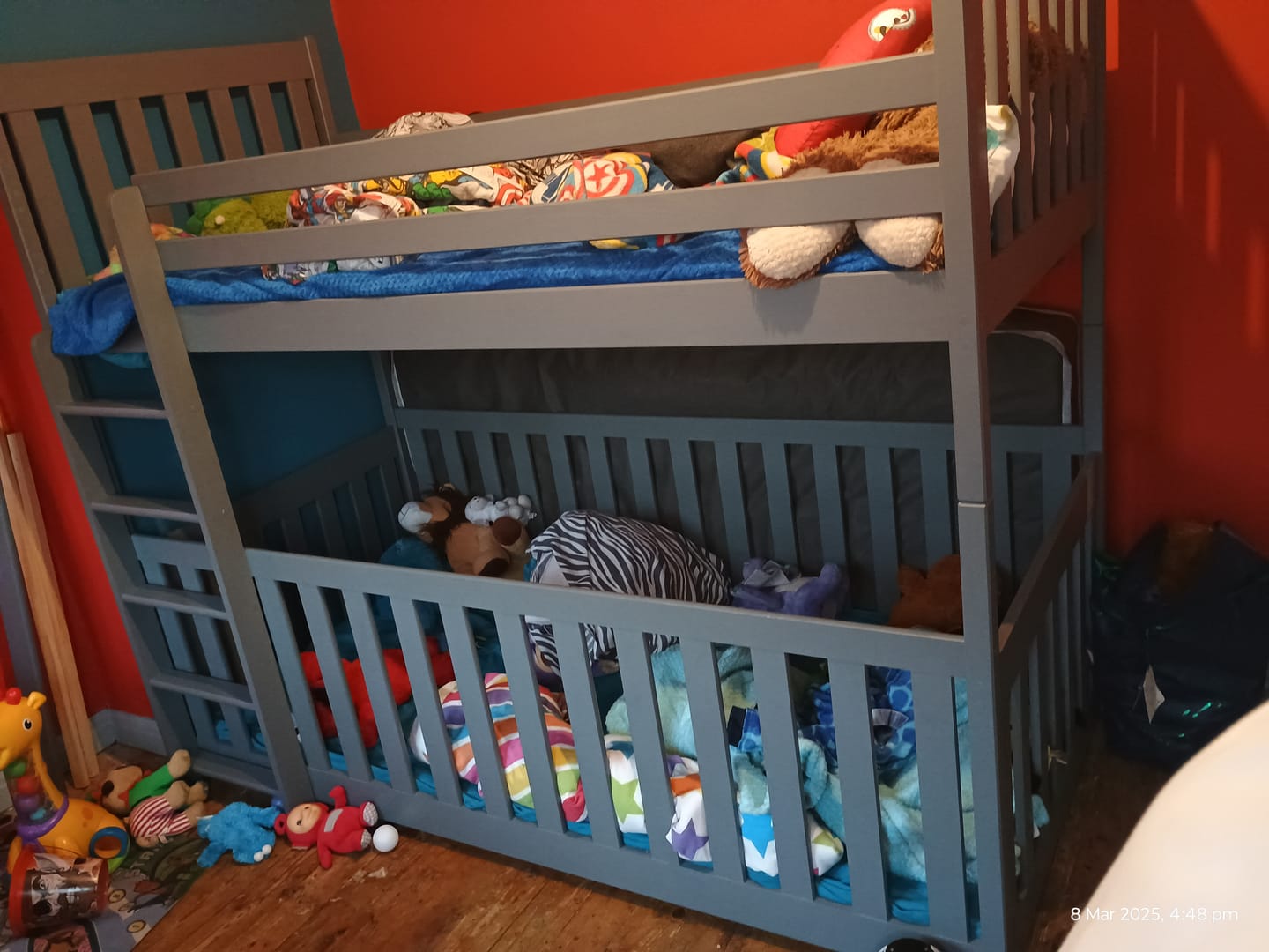 Customer photo review of Wooden Bunk Bed Cris with Cot Bed