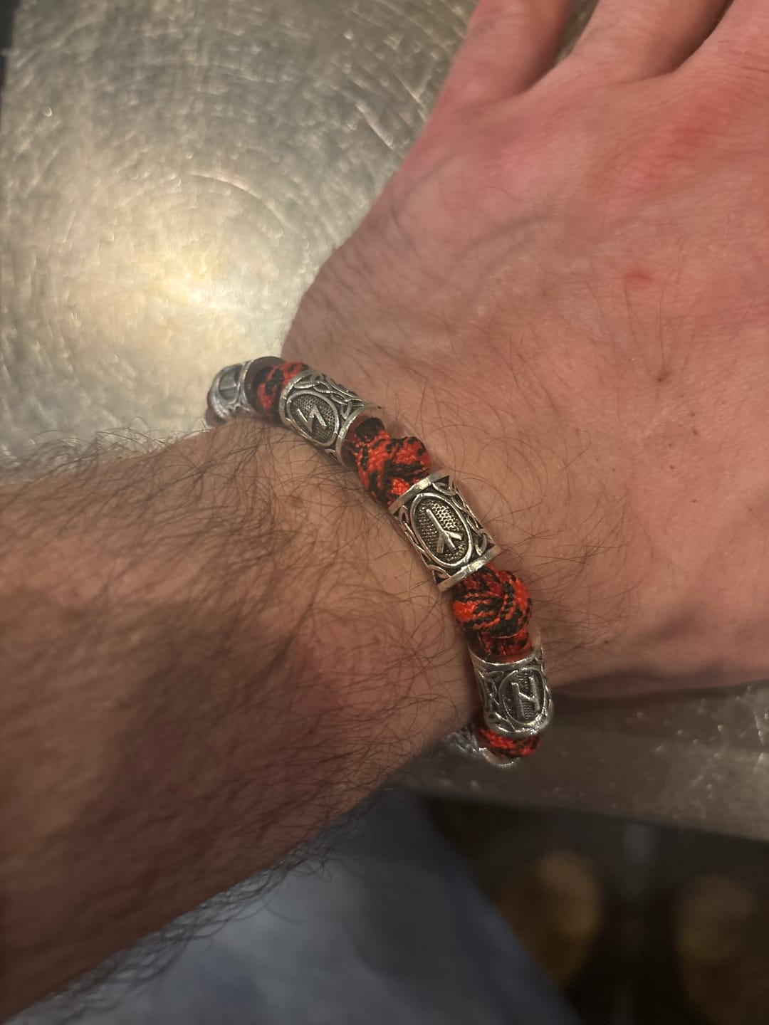 Customer photo review of Viking Axe Runes Beads Bracelet