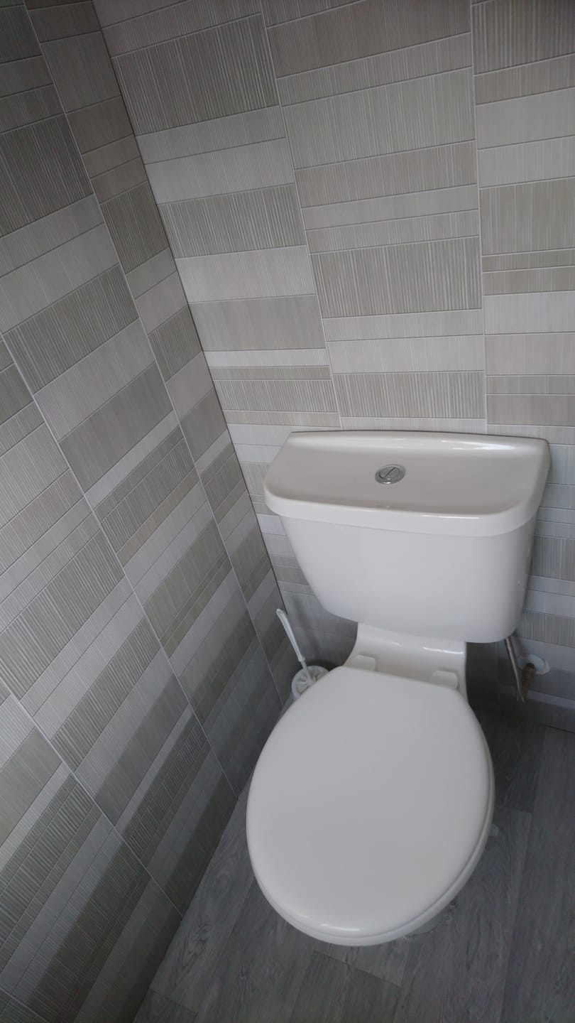 Customer photo review of 8mm Light Grey Mosaic Bathroom Wall Panel 2.6M