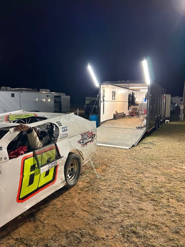 Customer photo review of Racing Trailer Pit Light – Dual 5 Foot Pole 20,000 Lumens