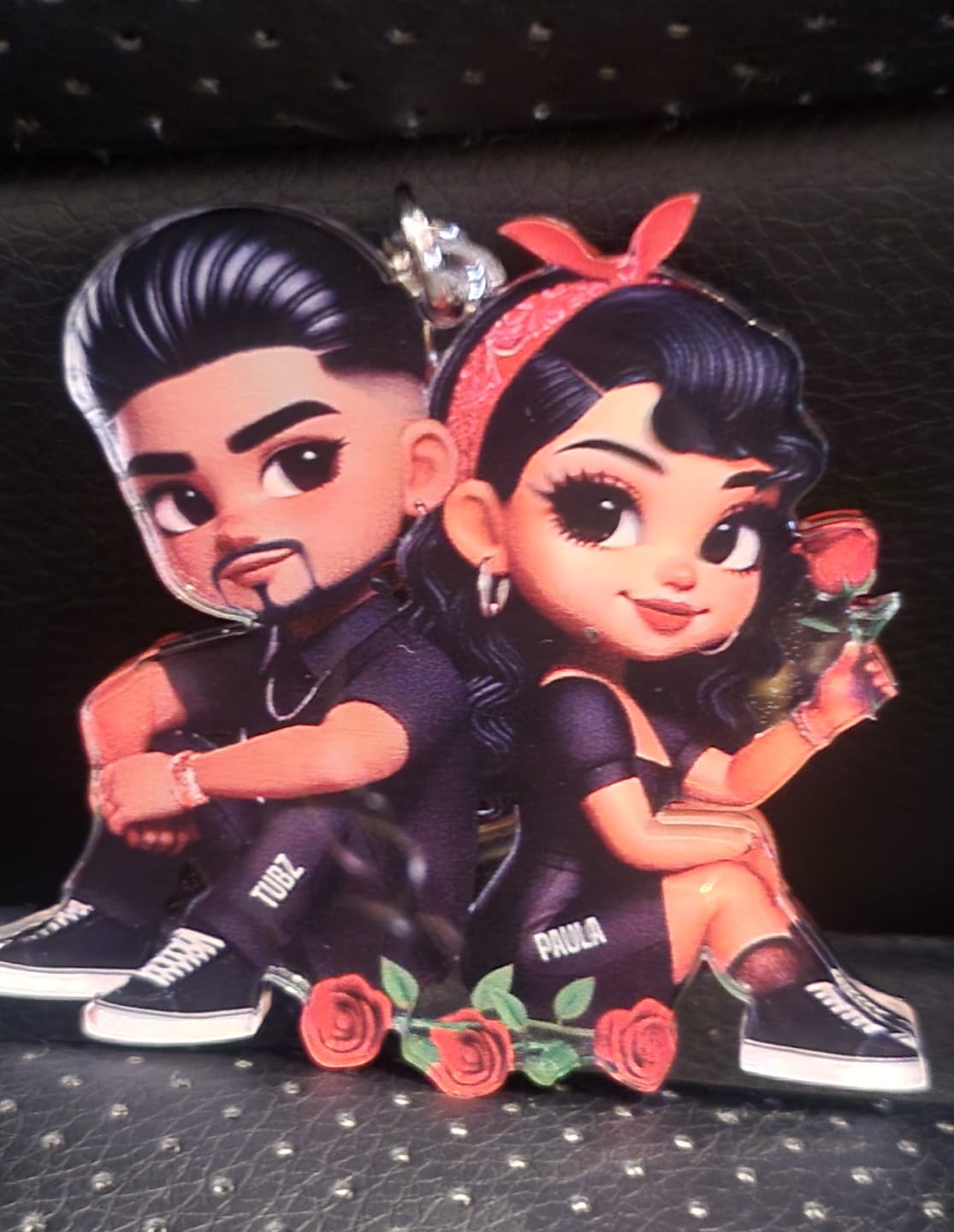 Customer photo review of Pretty Couple Roses Heart Personalized Acrylic Keychain