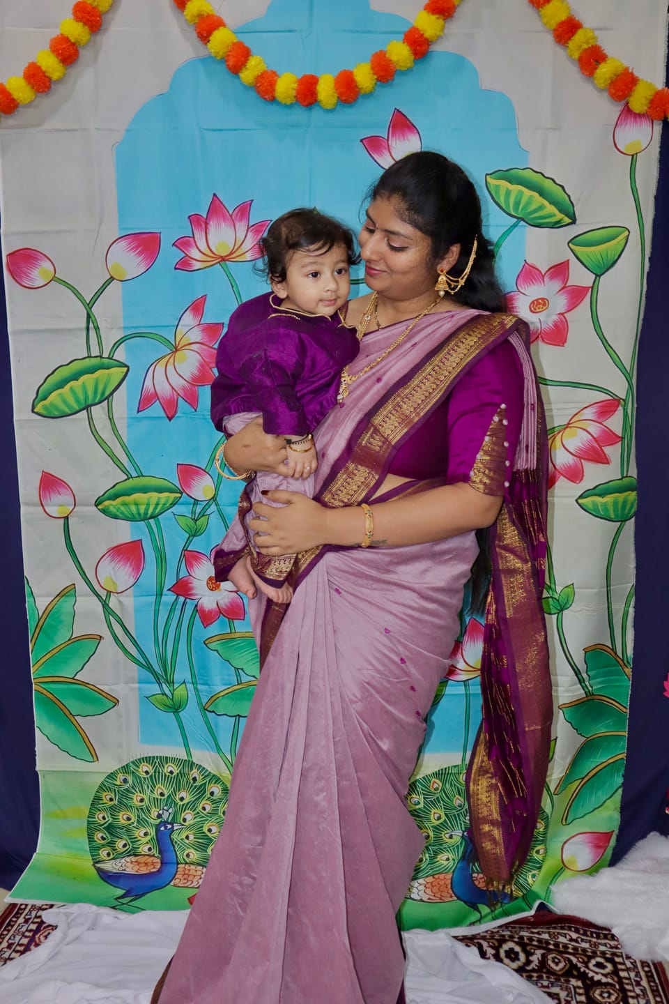 Customer photo review of Lavendar and wine kurta dhoti ethnic dress for baby boy