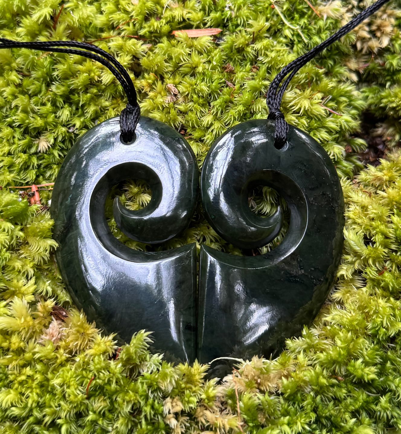 Customer photo review of Genuine NZ Greenstone Split Heart Necklace