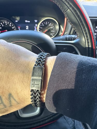 Customer photo review of Memento Mori Talisman Necklace: Helps Pair Veterans With A Service Dog Or Shelter Dog