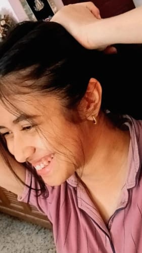 Customer photo review of Classic Textured Hoops