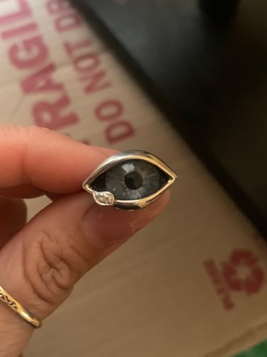 Customer photo review of Hand Painted Lavender Silver Dali Eye Ring with Teardrop