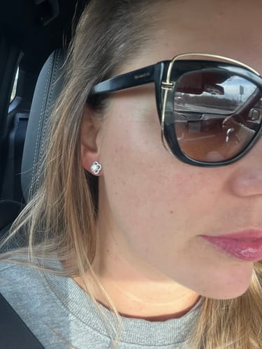 Customer photo review of MOISSANITE CLOVER STUDS. - WHITE GOLD