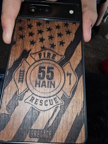 Customer photo review of Fire Department Design Wood Case For Google Pixel 7