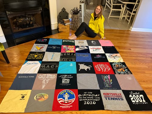 T-shirt quilt from huntsville high school by Leslie from AL