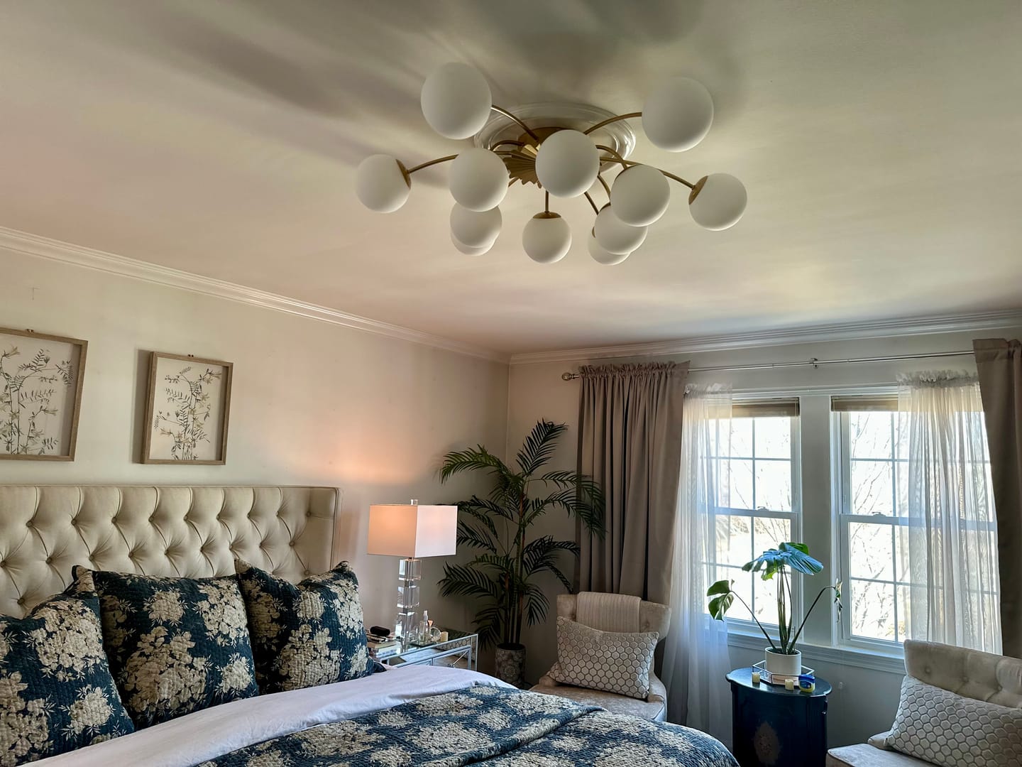 Customer photo review of Blossom 12-Light Opal Glass Bubble Semi Flush Chandelier