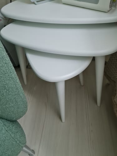 Customer photo review of Mat Beyaz Ahşap 3'lü Zigon Sehpa Takımı
