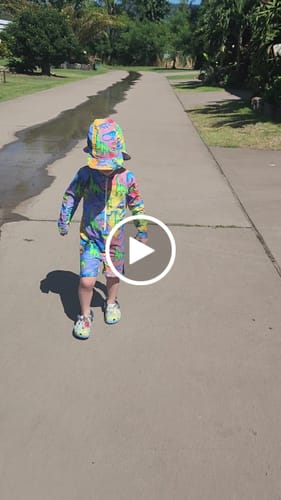 Customer video review of Rainbow-saurus Unisex Long Sleeve Zip Swimmers