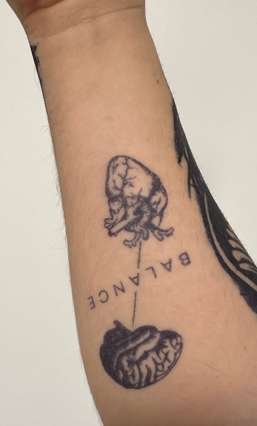 Customer photo review of Balance cerebro y corazon - +1 tatuaje mediano al azar