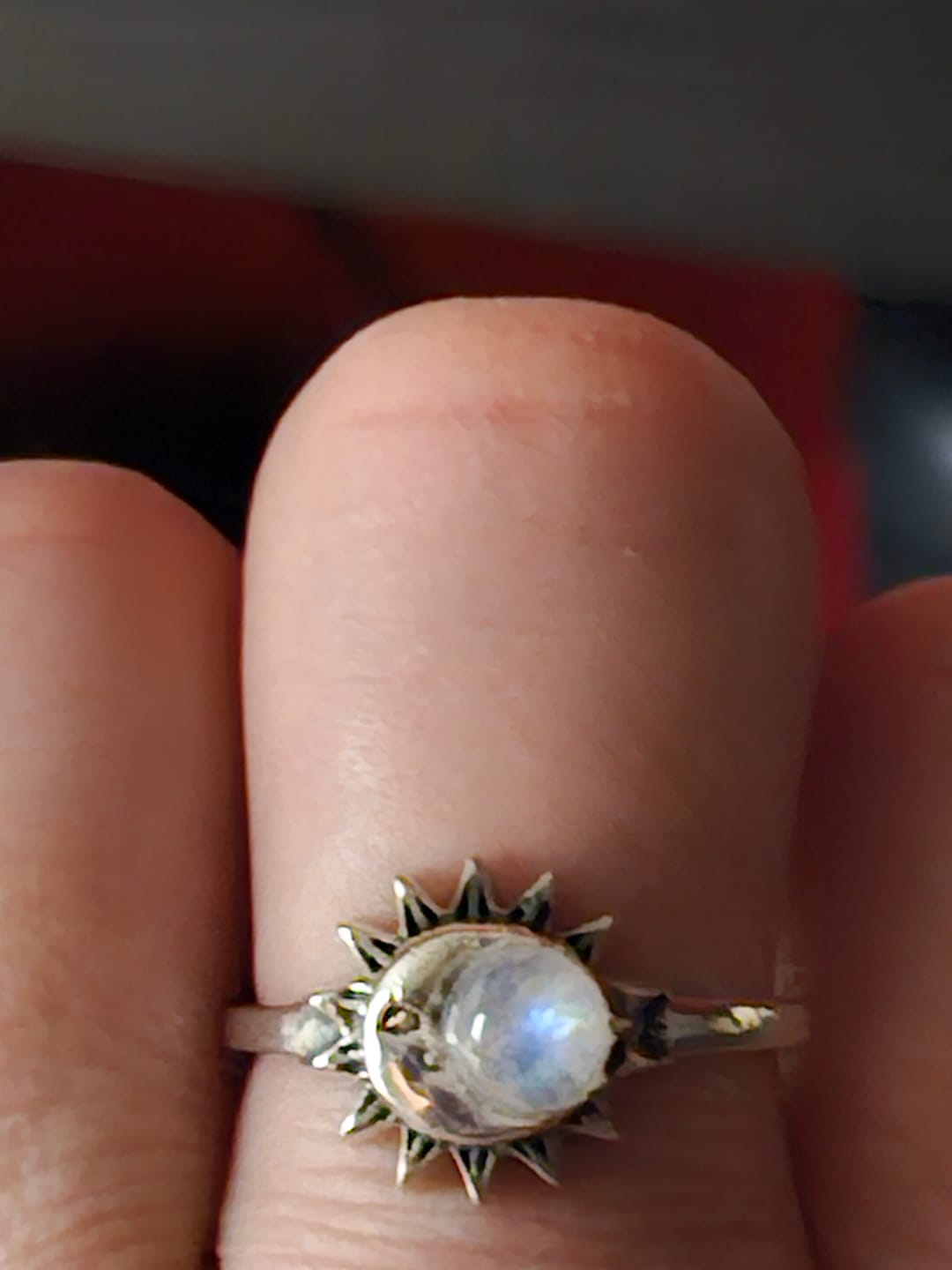 Customer photo review of Sun and Moon Moonstone Ring Sterling Silver