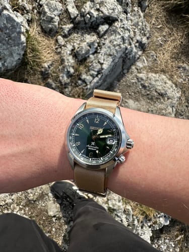 Customer photo review of Beige Nylon Watch Strap