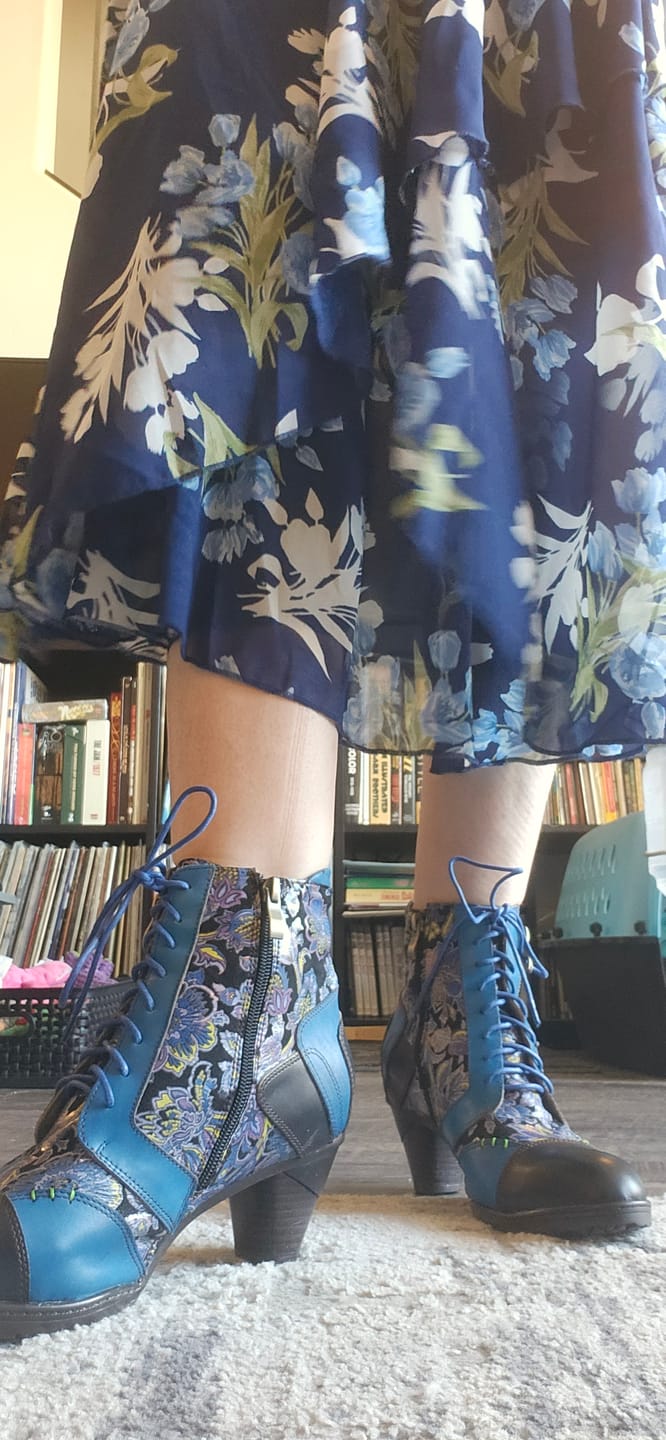 Customer photo review of Retro Handmade Leather Patchwork Ankle Boots