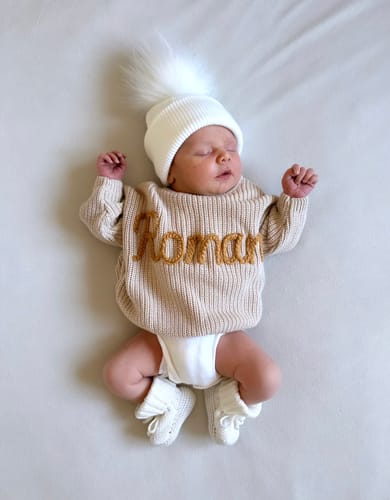 Customer photo review of Hand Knitted Personalized Sweater