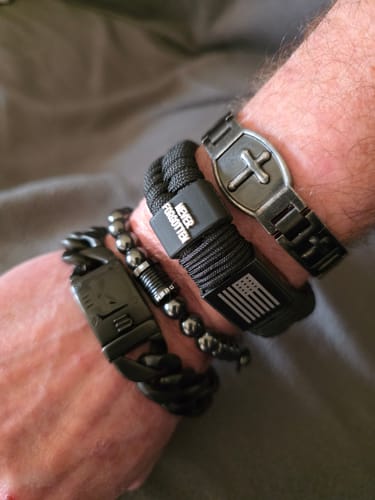 Customer photo review of 00 Buck Magnetic Hematite Titanium Bracelet : Helps Pair Veterans With A Service Dog Or Shelter Dog