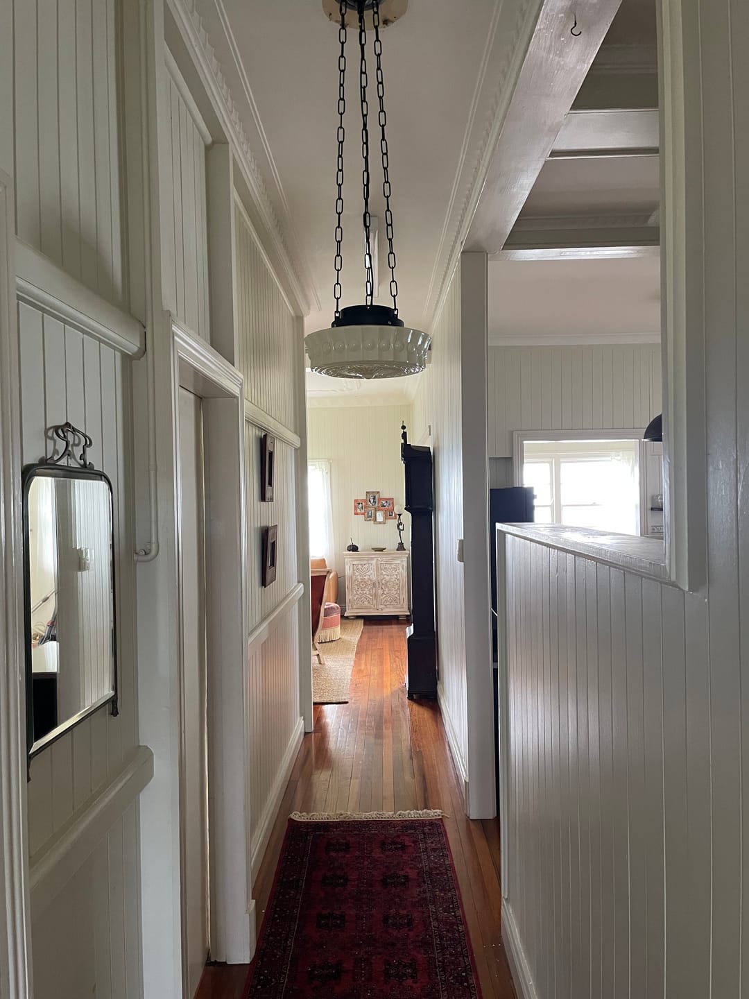 Customer photo review of Vintage 3-Light Ceramic Shade Schoolhouse Pendant Light