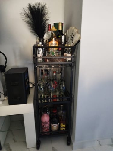 Customer photo review of Καρότσι Μπαρ Τρόλεϊ Κάβα Τραπεζαρίας με Καθρέφτη Βοηθητικό Τραπεζάκι Κουζίνας Χρυσό-Μαύρο LR-C091A62