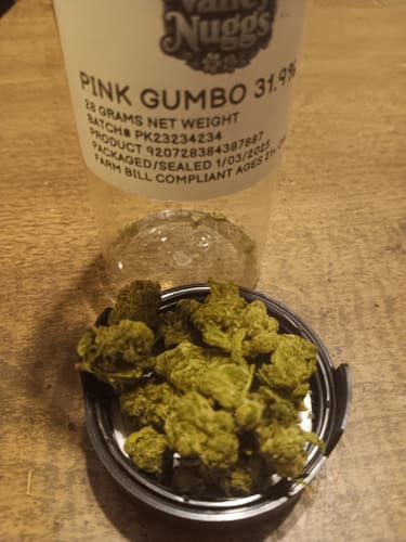 Customer photo review of THC Flower Exotic Smalls PINK GUMBO INDICA 112 GRAMS 1/4 LB THCa 31.9%
