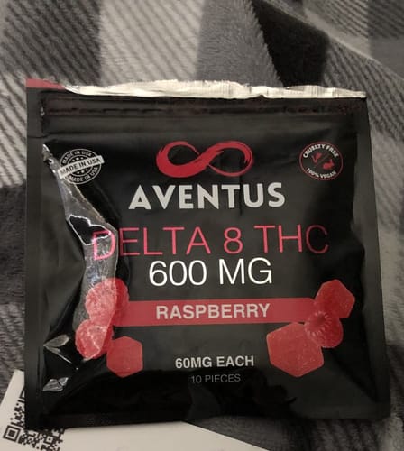 Customer photo review of Aventus 600mg Delta-8 THC Raspberry Gummies Vegan 10 Pack