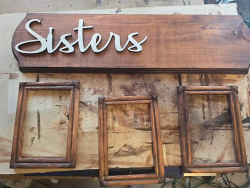 Customer photo review of Sisters Sign Unfinished Wood Cutout Home Decor DIY Option 3- 12" Wide / 1/4"