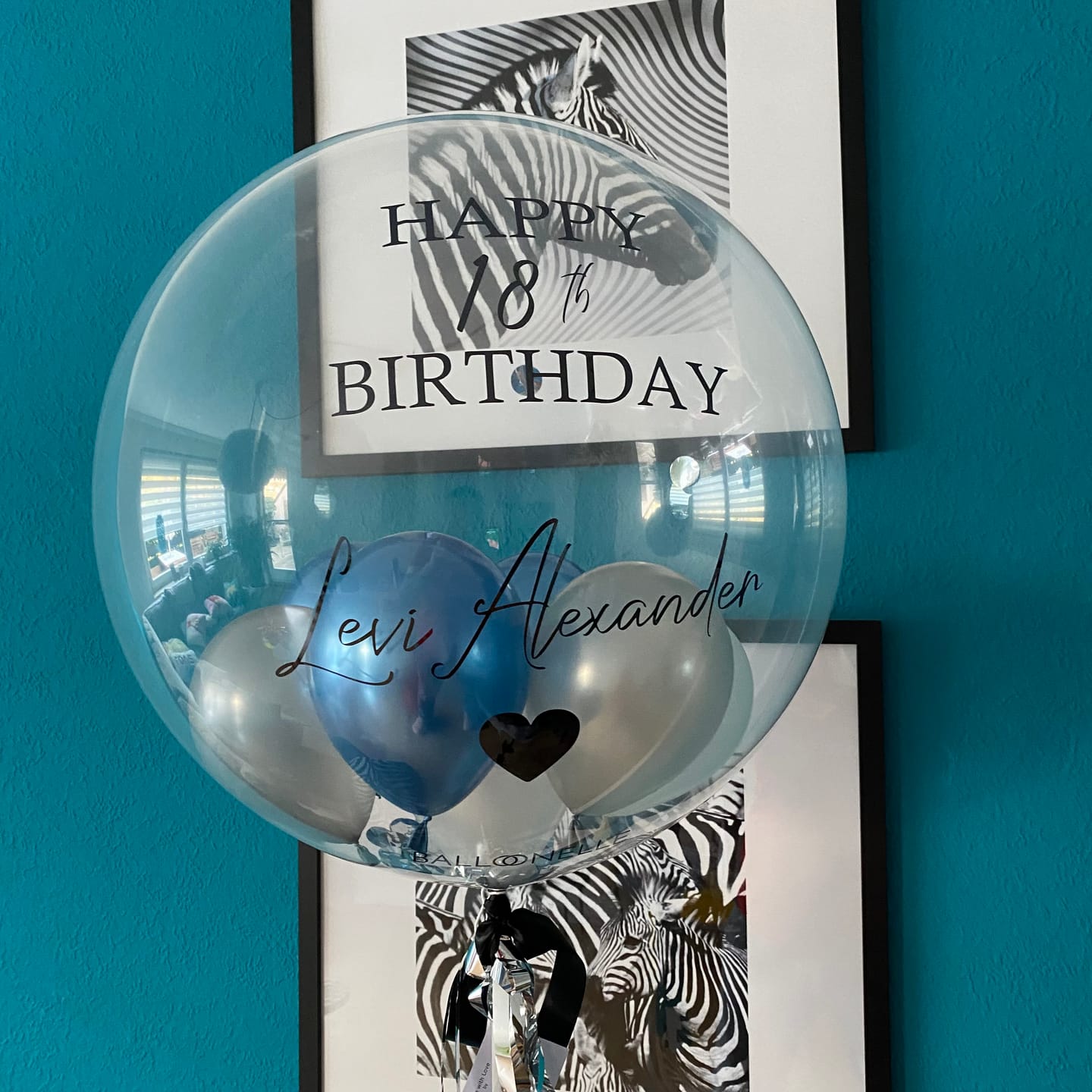 Customer photo review of Blue Silver Love Designer Ballon
