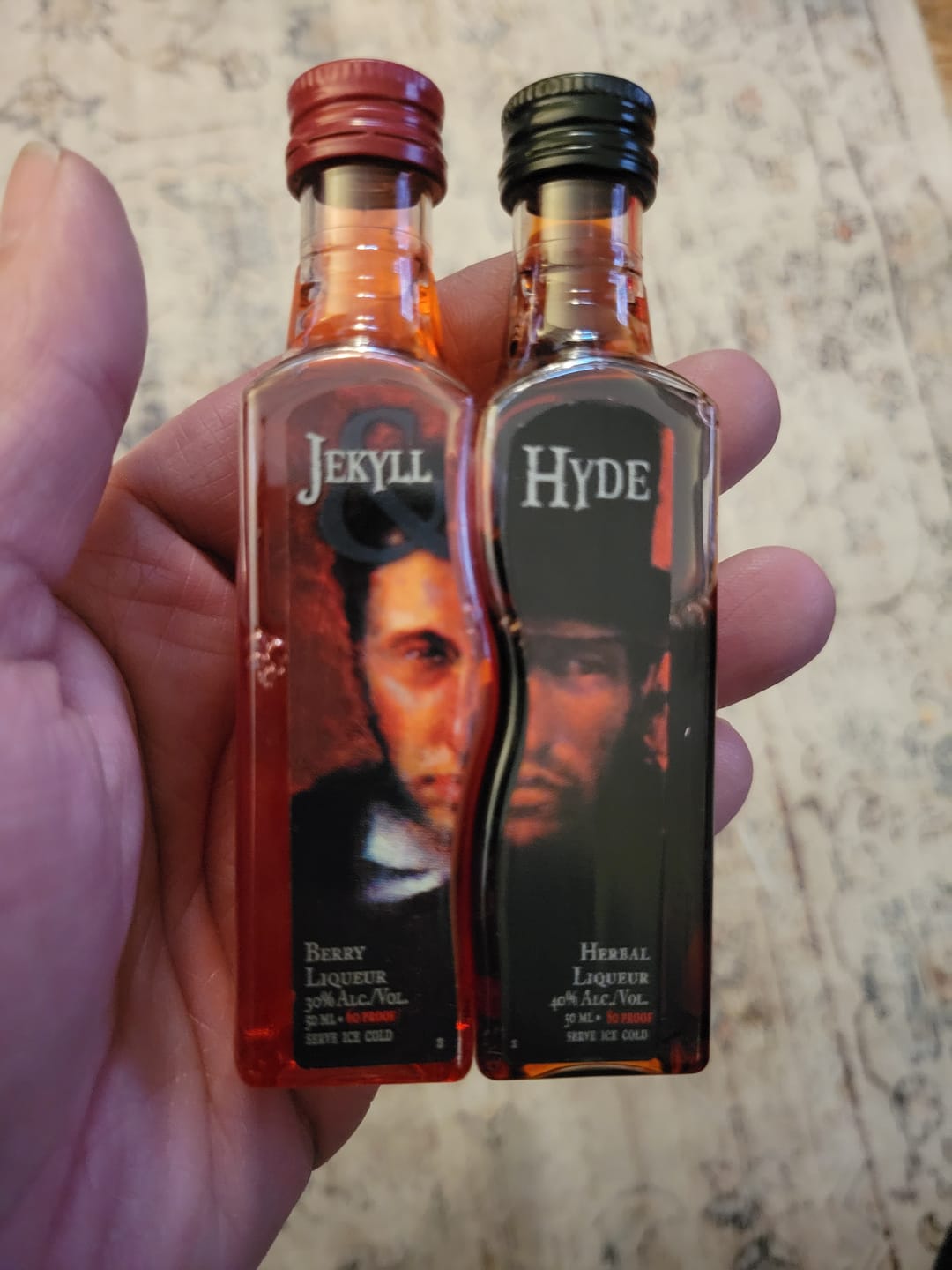 Customer photo review of Jekyll & Hyde Two Liquid Liqueur Mini Shots (48 Of 50ML)