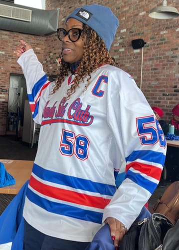 Customer photo review of Custom White Red White-Royal Classic Style Hockey Jersey