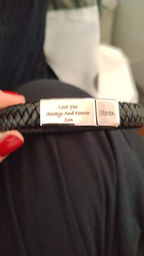 Customer photo review of Men's Personalised Message Bracelet