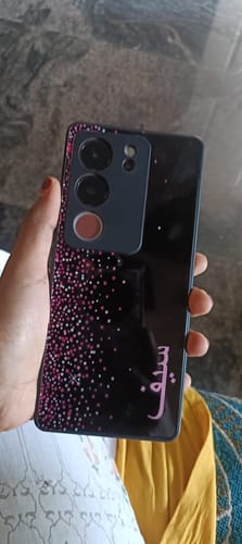 Customer photo review of Pink Glitter Customize Glass Case Cover For Vivo