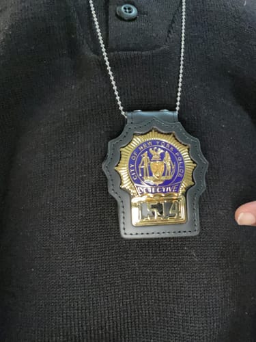 Customer photo review of NYPD New York Police Detective Badge Solid Copper Replica Movie Props With No.1514