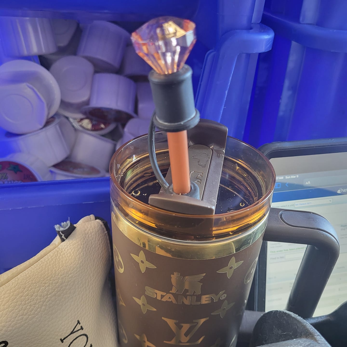 Customer photo review of Luxe Tri-color Crystal Gem Straw Toppers(3-pack)