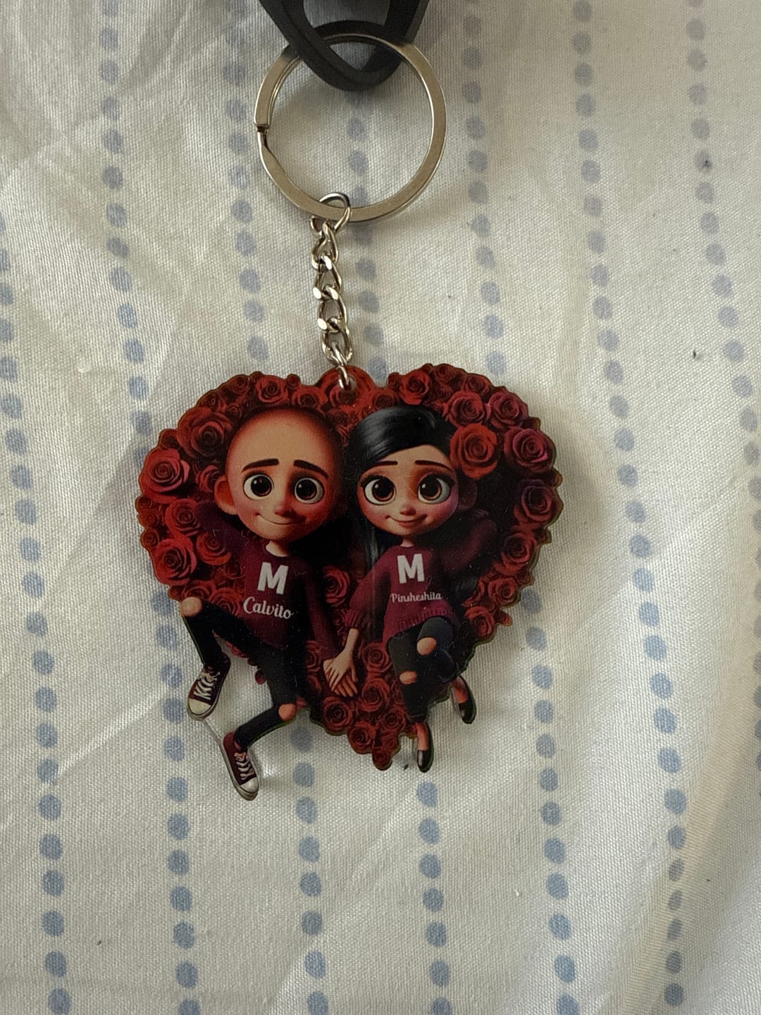 Customer photo review of Rose Heart Couple Personalized Acrylic Keychain, Valentine's Day Gift for her, Gift for him