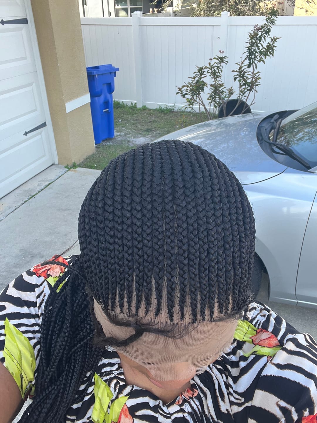 Customer photo review of Black cornrow braided wig