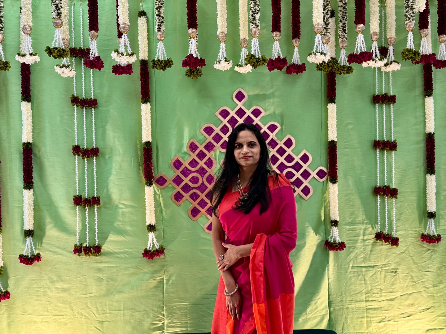 Customer photo review of Pink Orange Soft Cotton  Saree