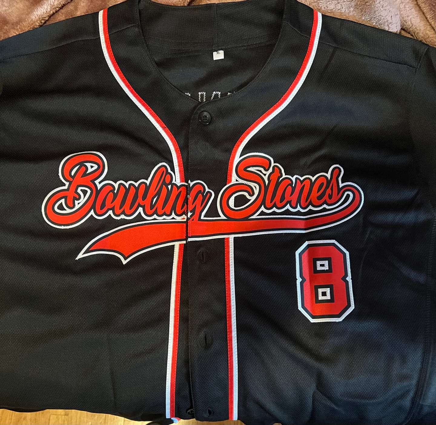 Customer photo review of Custom Black Red-White Classic Style Authentic Baseball Jersey