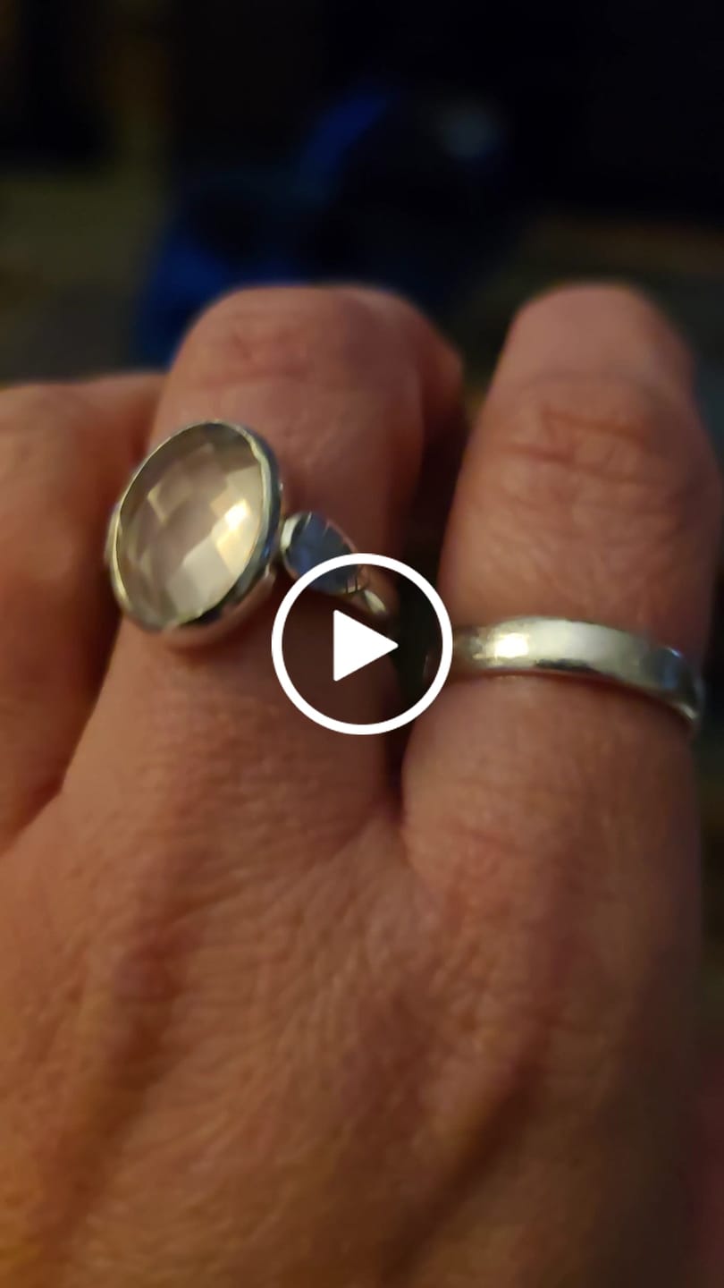 Customer video review of Rose Quartz Leaf Ring Sterling Silver