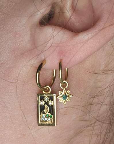 Customer photo review of The Star - Tarot Card Gold Hoop Earrings