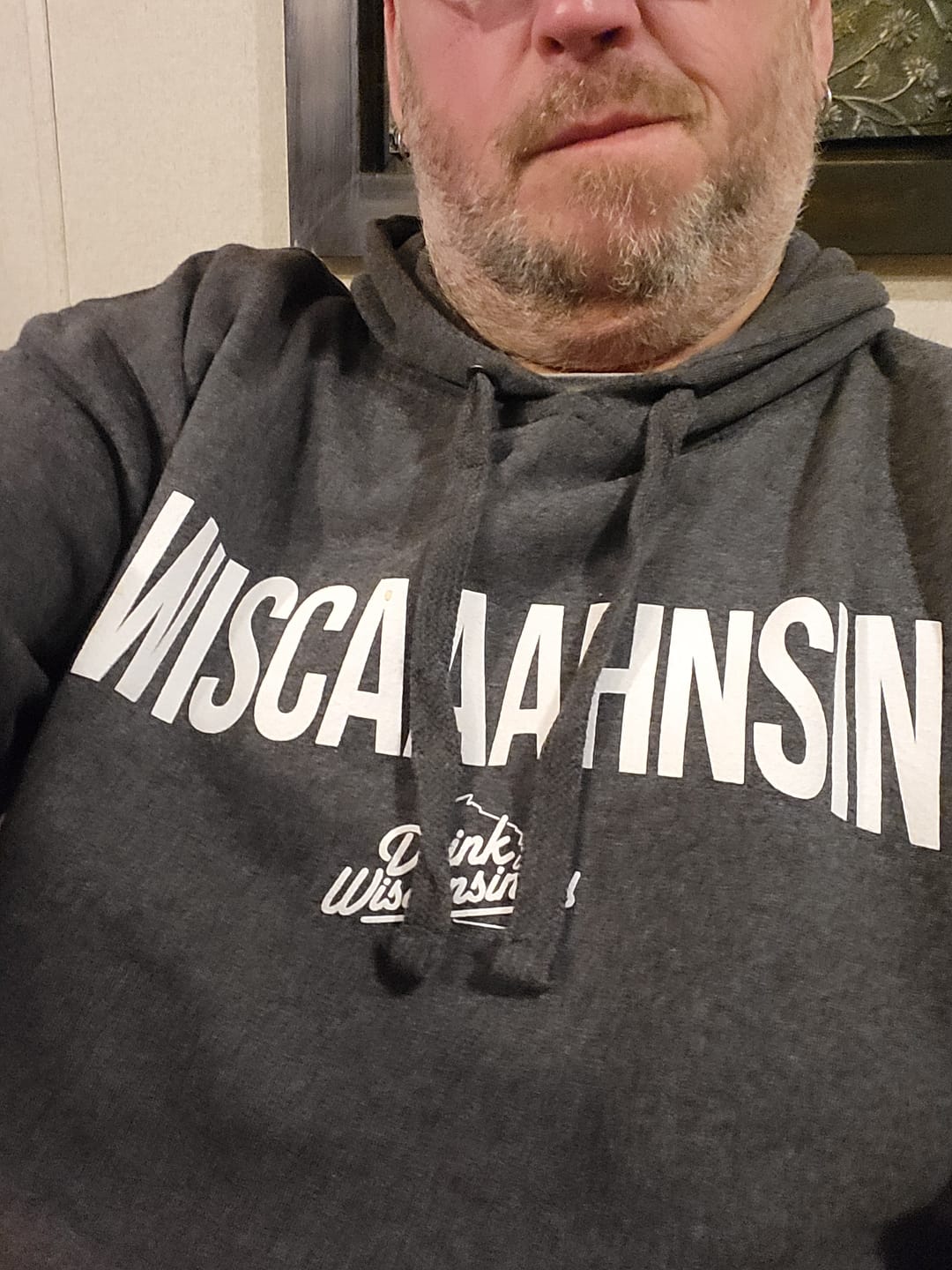 Customer photo review of Gray "Wiscaaahnsin" Tailgate Pouch Hoodie
