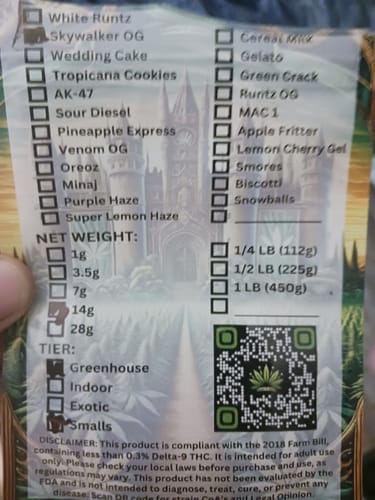 Customer photo review of Skywalker OG - Greenhouse THCA (Smalls)