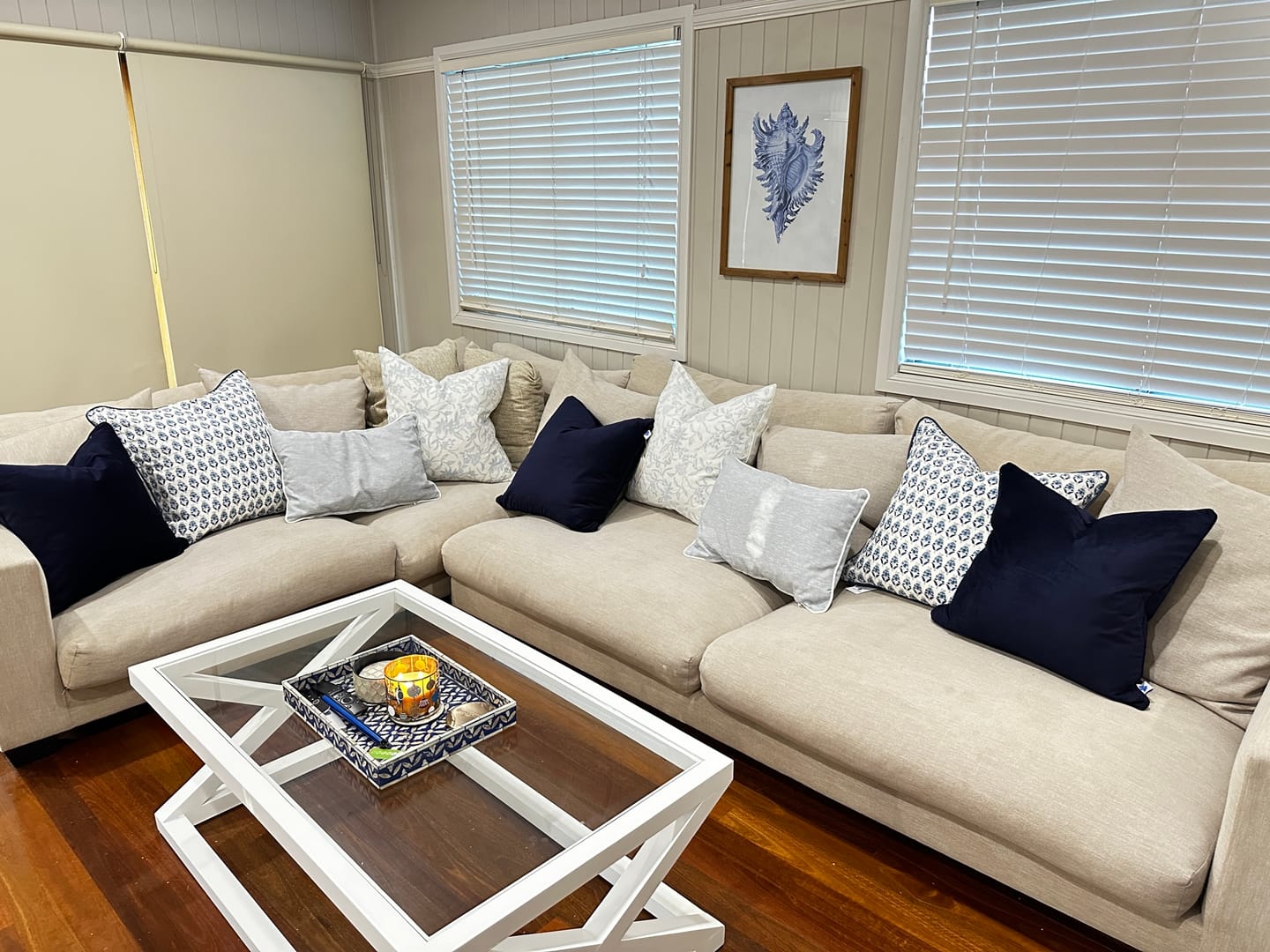 Customer photo review of Floral Motif Block Print Square Linen Cushion