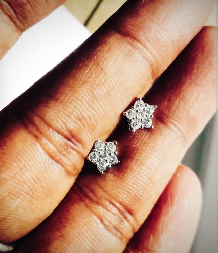 Customer photo review of Silver Zircon Constellation Earrings