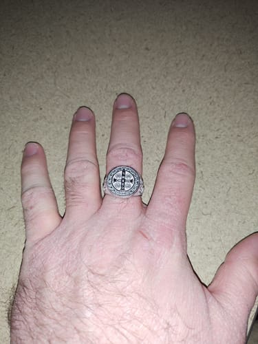 Customer photo review of Saint Benedict Medal Signet Ring